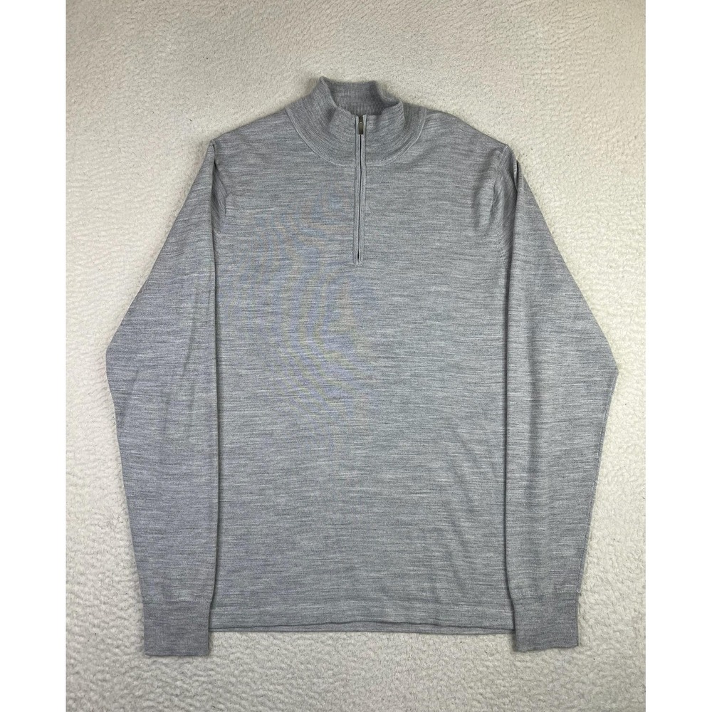Nordstrom Mens Shop Gray Merino Wool 1/4 Zip Mock Neck Sweater M NO426484MN
